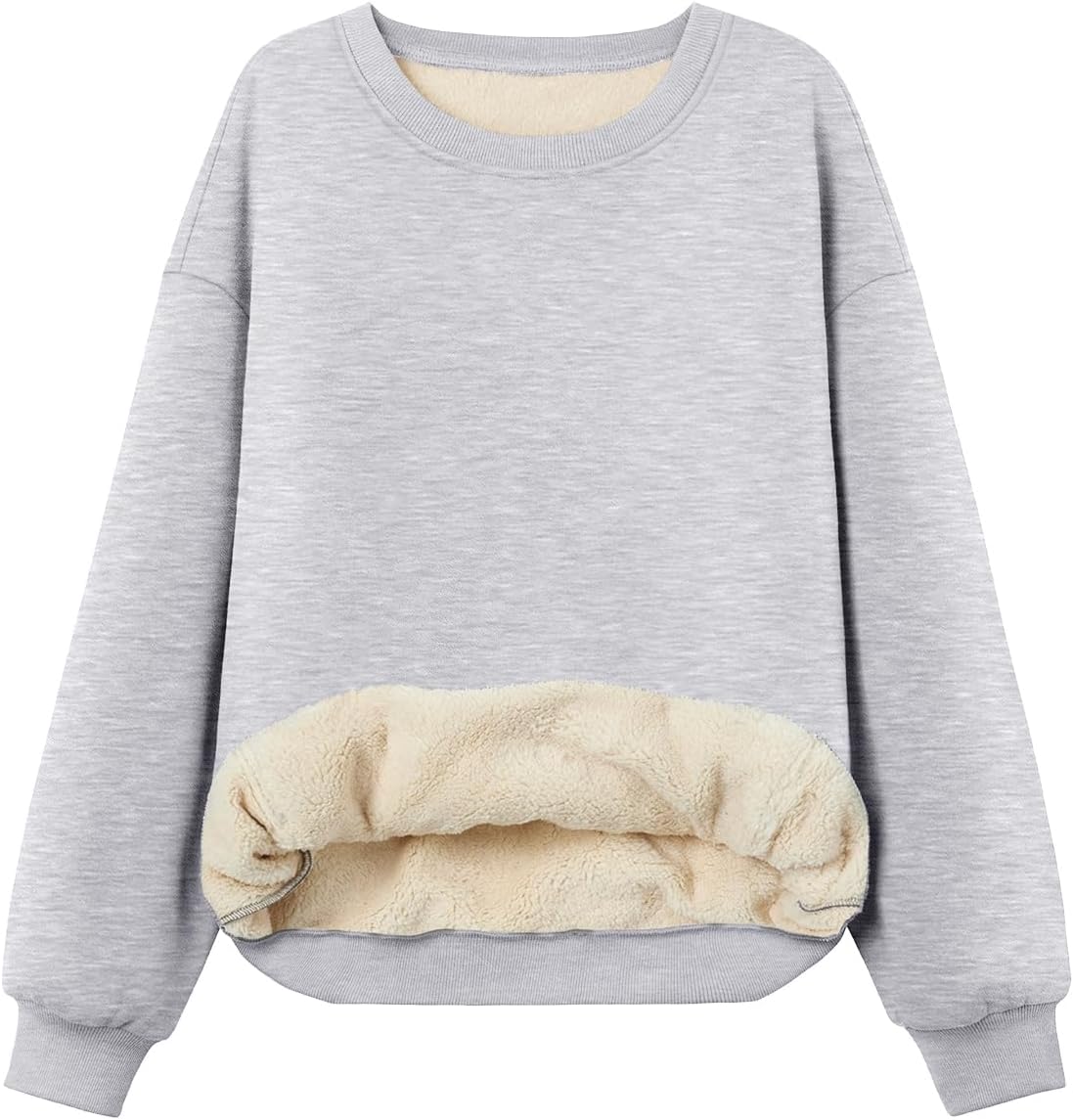 Trendy Queen Fleece Sherpa Lined Sweatshirts for Women 2025 Fall Fashion Winter Crewneck Pullover Hoodies Outfits Clothes