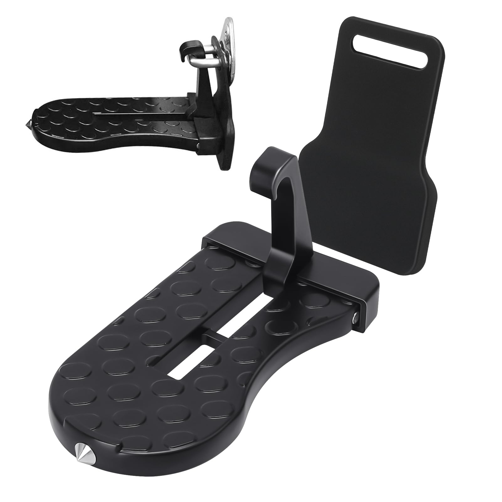 Foldable Car Door Step for Car Roof Access, Universal Car Step Hook with Glass Breaker Safety Hammer, Anti-Scratch Protector, Suitable for Most Cars, SUVs and Trucks (Black)
