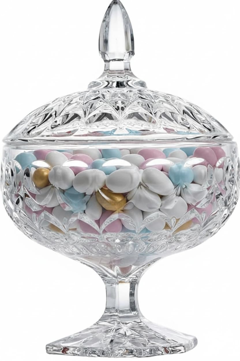 Oceano Barattolo Porta Caramelle in Vetro con Coperchio Bomboniera Elegante Alzata per Cioccolatini Alzatina Decorativa Diamantata per Confetti Dolci Gioielli Design Vintage per Casa Eventi Matrimoni