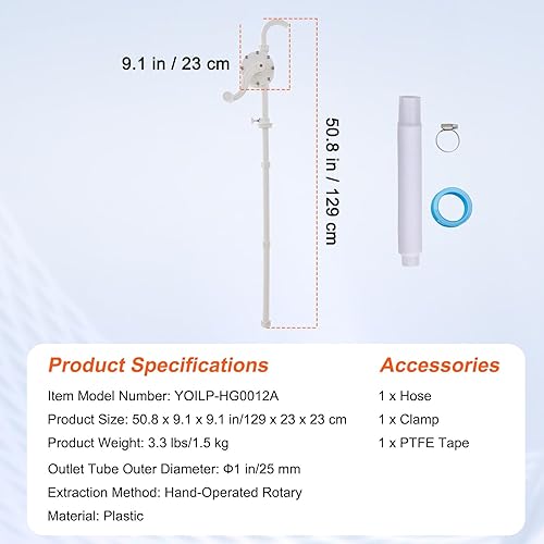 Miniatura 8 de VEVOR Bomba de tambor, flujo de 6.5 GPM, manivela manual de bomba de barril giratoria, se adapta a tambores de 5 a 55 galones con ensamblaje de tubo