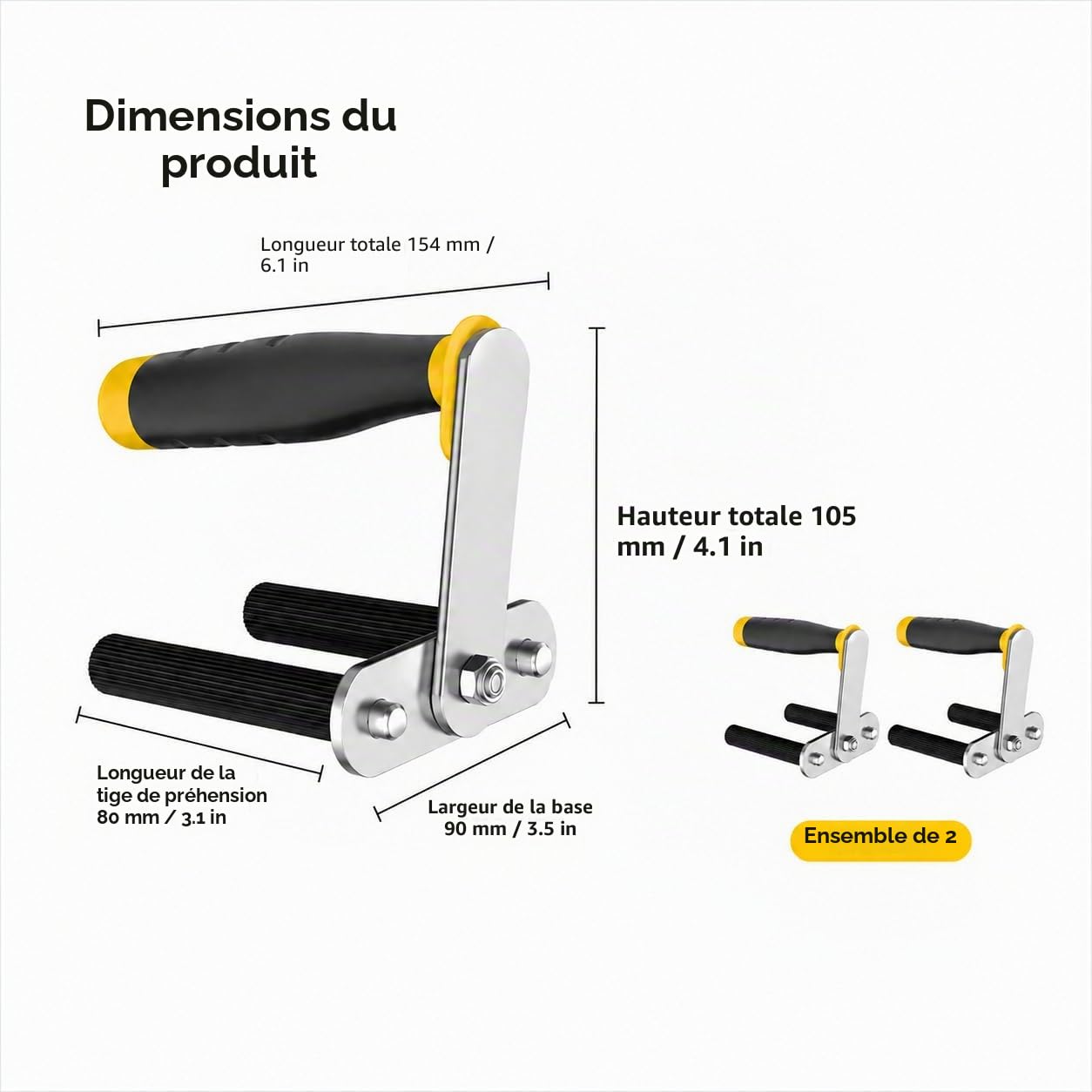 Support de plaque avec poignée de transport (poignée à deux composants pour un maintien sûr, par paire) Board Lifter Fer Plaques de plâtre Gripper Panel Carrier Saisie de plaques pour transport facile