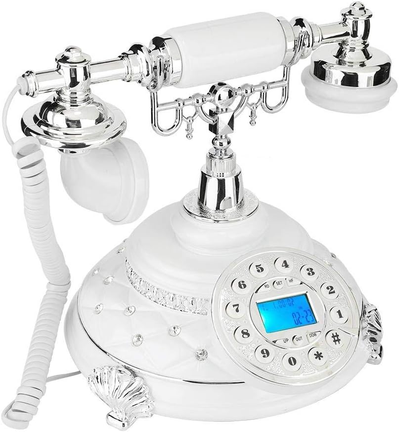 Antique Style Telephone Desk Antique Landline Telephone Decor Vintage Decorative Silver Plated Gemstone