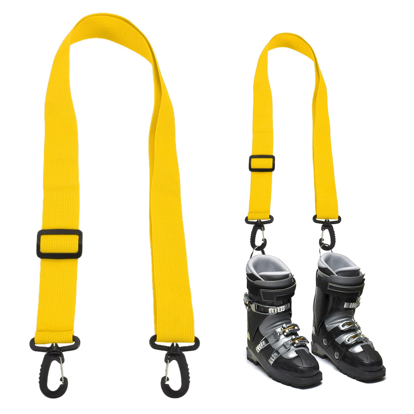 TIXIPEM Ski Boot Carrier Strap - Adjustable Snowboard Boots Carrying Strap Shoulder Sling Tote Leash Use for Men & Women Skates - [Yellow-38mm] Effortlessly Transport Ski Equipment — image 1