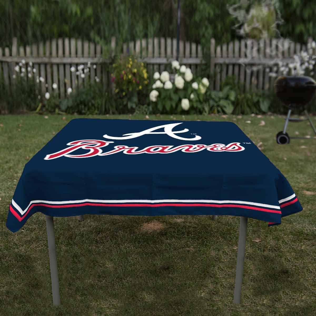 WinCraft Braves Logo Tablecloth and Square Table Cover Overlay