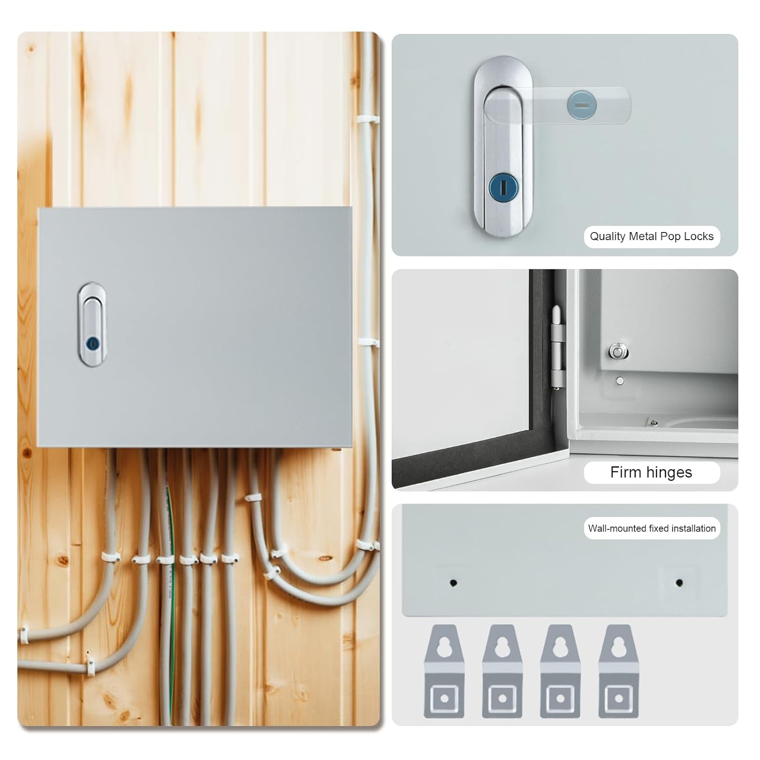 Metal Electrical Enclosure Box, Indoor&Outdoor Electrical Junction Box, Dustproof and Moisture Proof Metal Electrical Box with Safety Lock，Universal Electric Equipment Enclosure Box