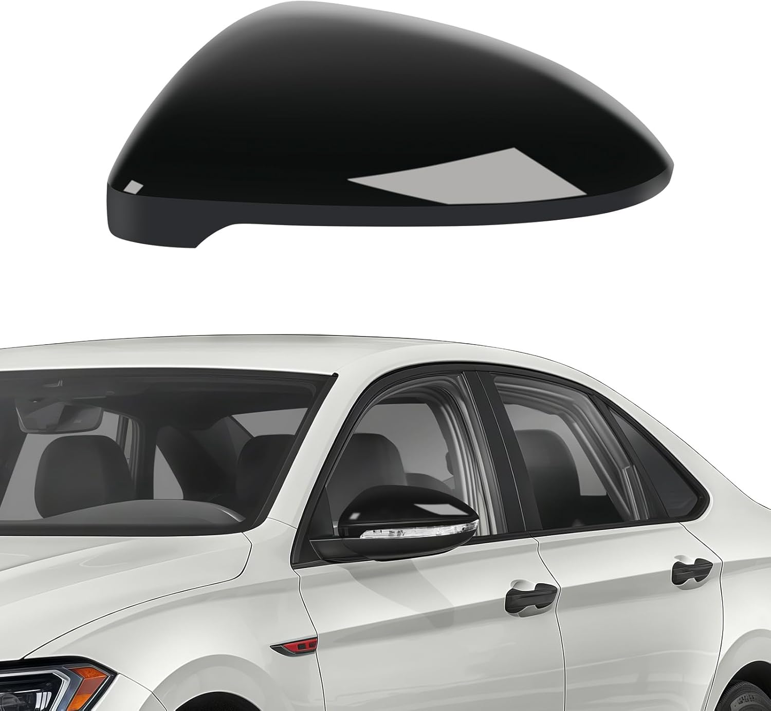 Left Driver Side Mirror Cover Cap Compatible with Volkswagen Jetta 2019 2020 2021 2022 2023 2024, 【Only for US Version with Turn Signals】, Clip-on Rearview Door Mirror Housing Cap Trim