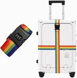 Cinta De Proteção E Identificação Para Mala De Viagem Com Trava De Segurança Colorida Arco-Íris Ajustável Com Fecho