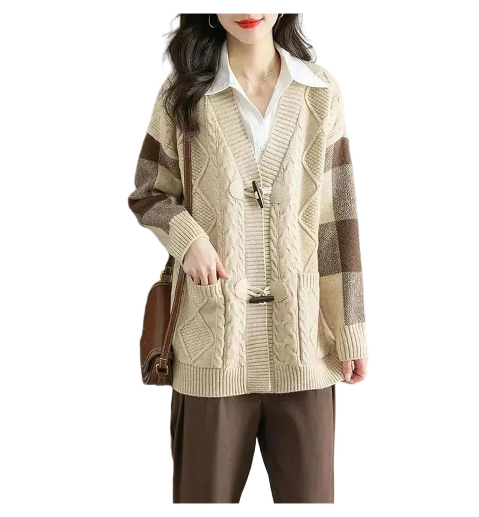Womens Button Mid Length Knit Cardigan Sweater Jacket Spring Fall Loose Casual Fashion Top