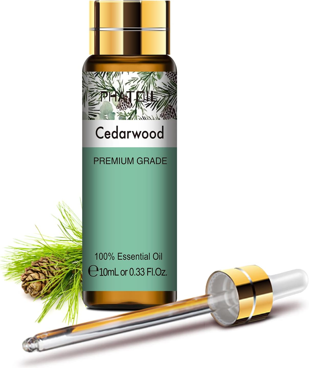 PHATOIL Cedarwood Essential Oil 10ML - Undiluted and Cruelty-Free, Pure Cedarwood Oil - Essential Oils for Diffusers for Home