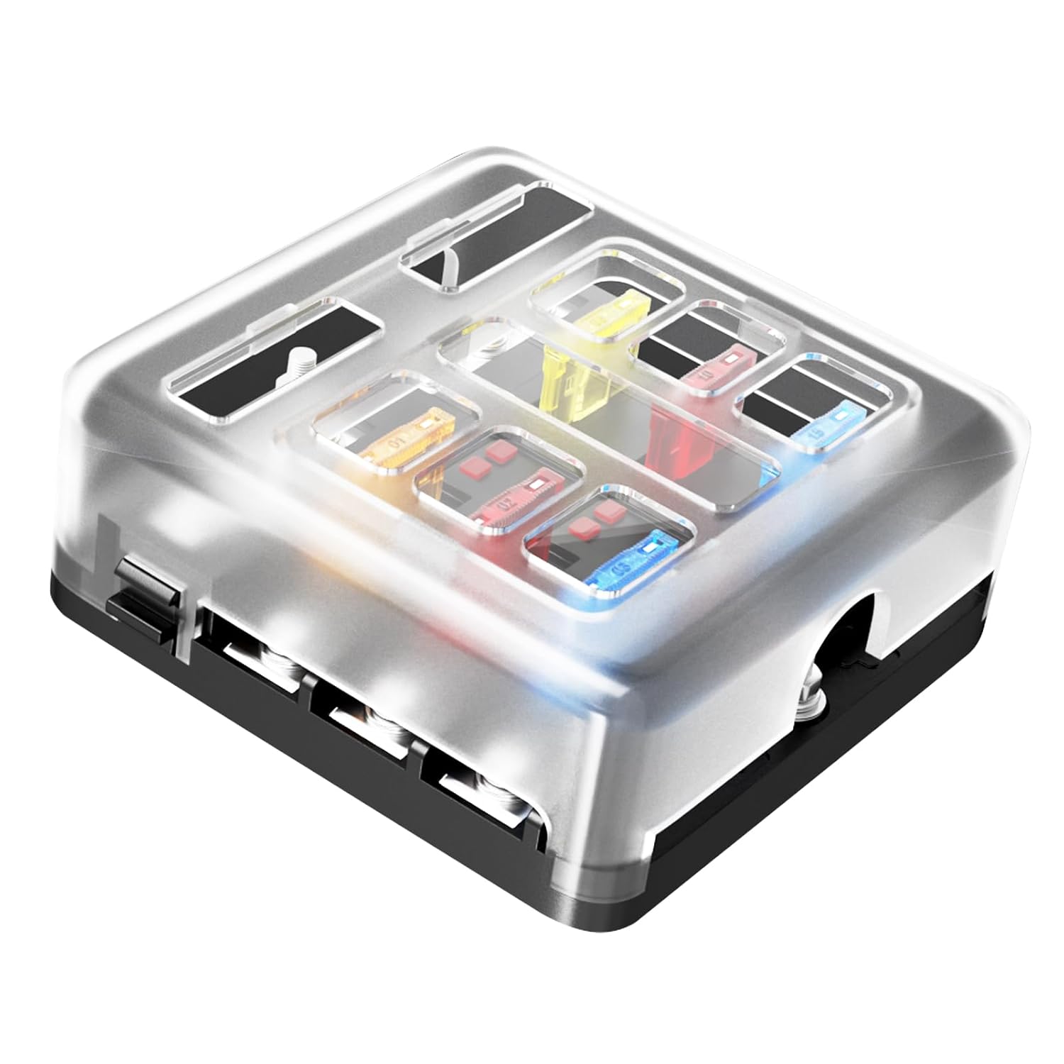 tutooper 6-Circuit LED Blade Fuse Block with Blown Fuse Indicators & Negative Bus - Car Marine RV Truck 12-24V Fuse Box