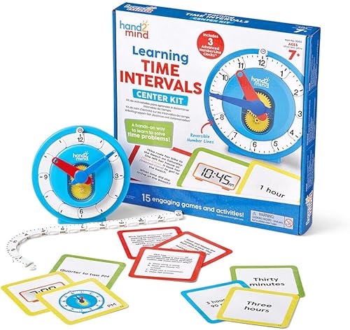 hand2mind Kit de centro de intervalos de tiempo de aprendizaje juego de actividades de reloj de aprendizaje avanzado manipuladores de tiempo
