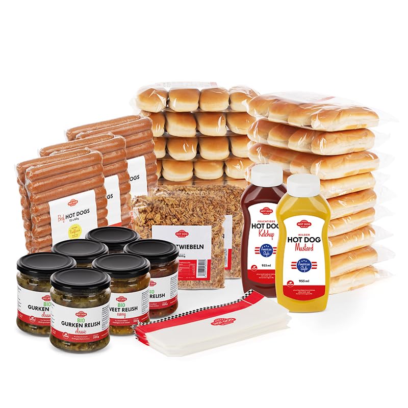 HOT DOG WORLD - Hotdog-Partypaket 'American Style' für 72 Hot Dogs (Strohschwein)