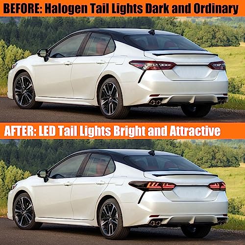 Yhy For Toyota Camry 2018-2020 Tail Lights Assembly With Sequential Turning Signal/Dynaic Animation W/Breath Running Light，Smoke/Tinted, Driver & Passenger Sides #TOP4