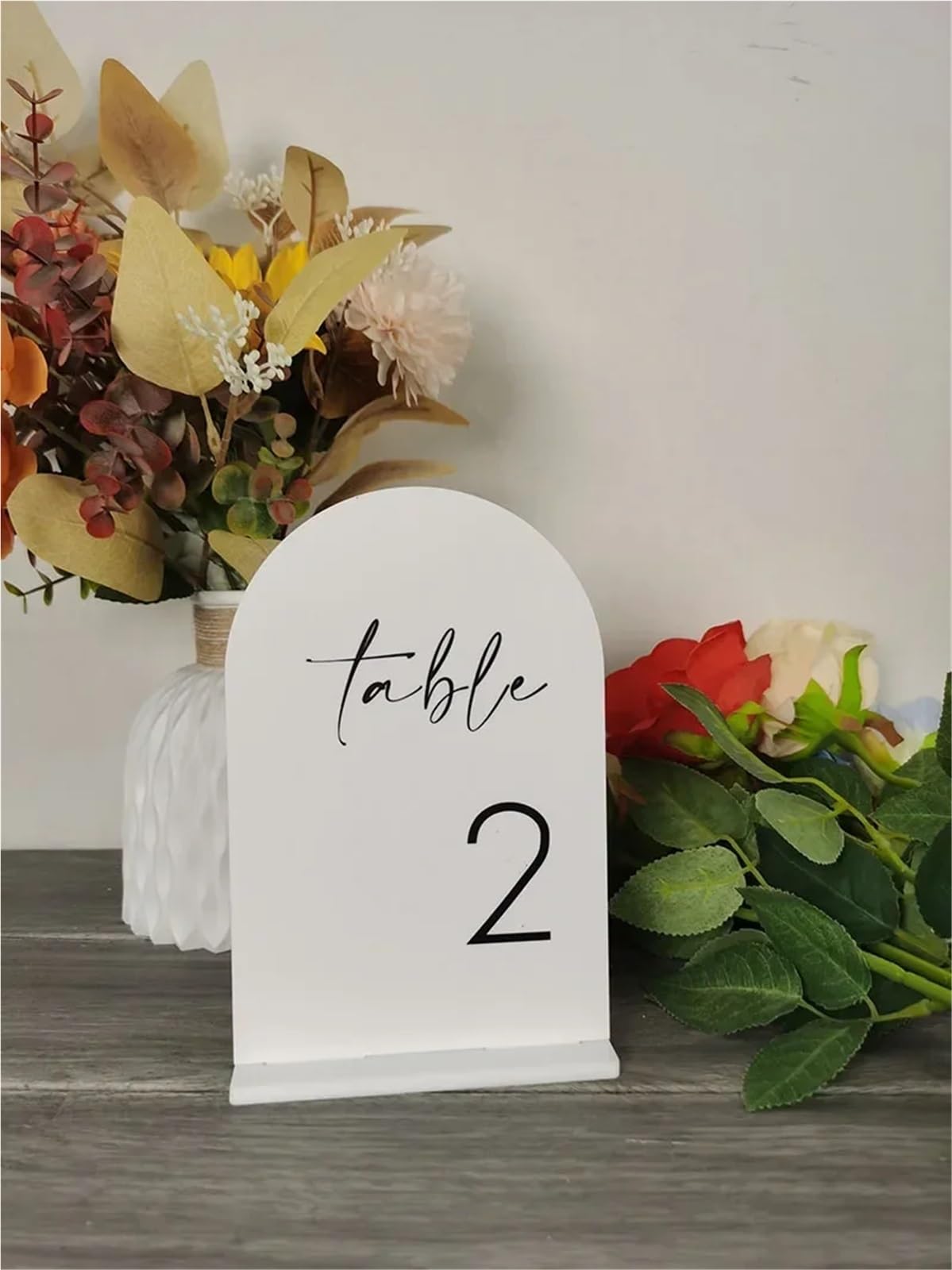 PortanúMeros De Mesa Acrylic Arched Shape Table Numbers Wedding With Stands Party Reception Decoration PosanúMeros Para Boda(White Arch Back,Table 1-10)
