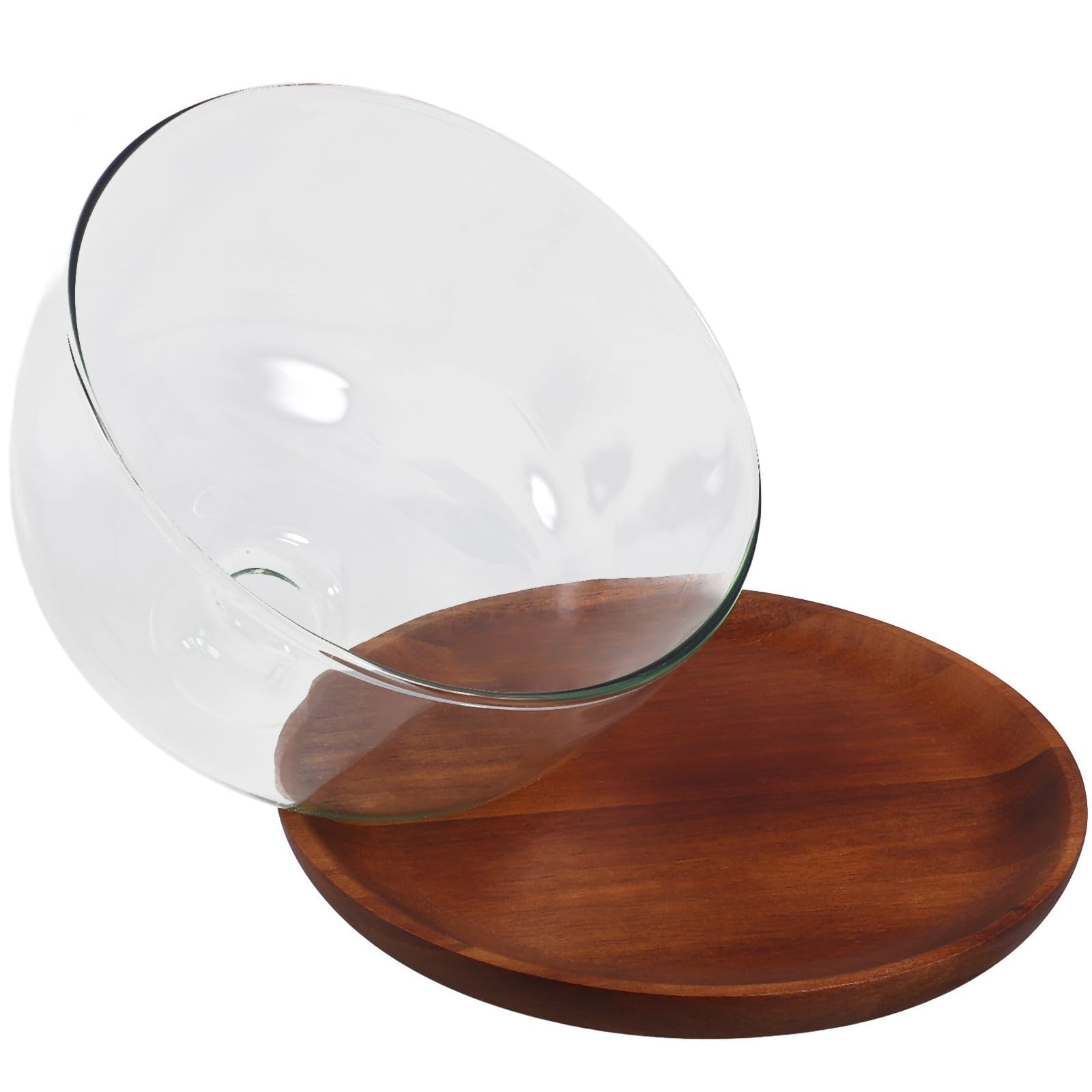 Gadpiparty Cúpula de Vidrio para Exhibir Pasteles y Galletas Bandeja de Madera Diseño Elegante para Bodas y Fiestas