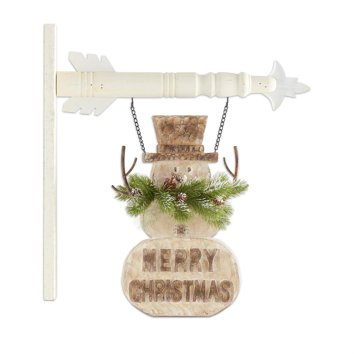 Flèche de rechange bonhomme de neige Joyeux Noël double face en résine pour déco 33 cm