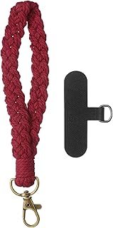 PATIKIL ボーホーマクラメキーホルダー、ハンドメイドリストレットブレスレットキーチェーンキーリングホルダー、キーリストランヤード電話リストストラップ