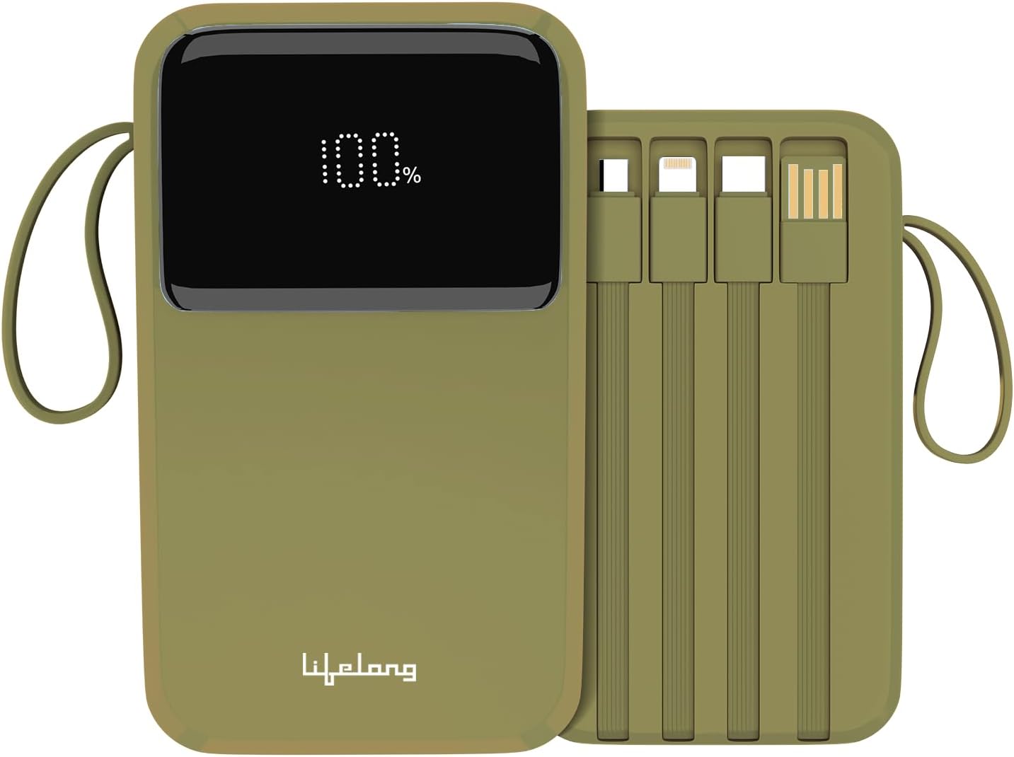 Lifelong Electronics 20000mAh 22.5W Fast Charging Power Bank | 3 Inputs (1 Built-in USB A Cable + 1 C + 1 Lightning Port) & 6 Outputs (3 Built-in Cables + 1 C + 2 A Port) | Small Pocket Size Powerbank