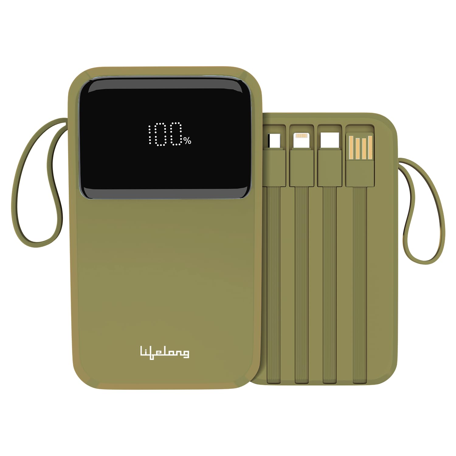 Lifelong Electronics 20000mAh 22.5W Fast Charging Power Bank | 3 Inputs (in-Built USB + Lightning + Type-C Port) | 6 Outputs (3 Integrated Cables + Type-C + 2 USB) | QC 3.0 Powerbank