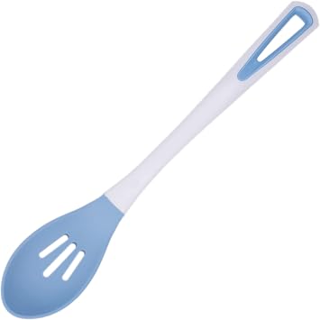 Kitchen Slotted Spoon Silicone & Nylon Grip by CASASUNCO Blue/White