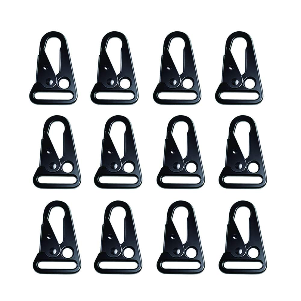 Tattico Moschettone, 12 Pezzi in Tessuto, Gear per Clip Alpinismo, Moschettone Esterno, per Alpinismo, Campeggio, Escursionismo, Caccia, Tiro, Attività All'Aperto (Nero)