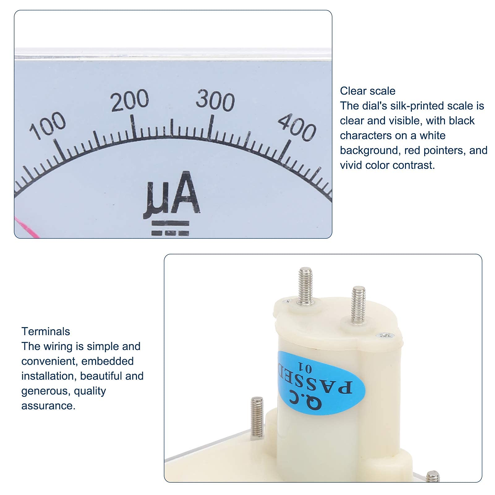 Amperometro Analogico 85C1-A DC 0-500UA Indicatore ABS Pannello Misuratore di Corrente Alta Precisione