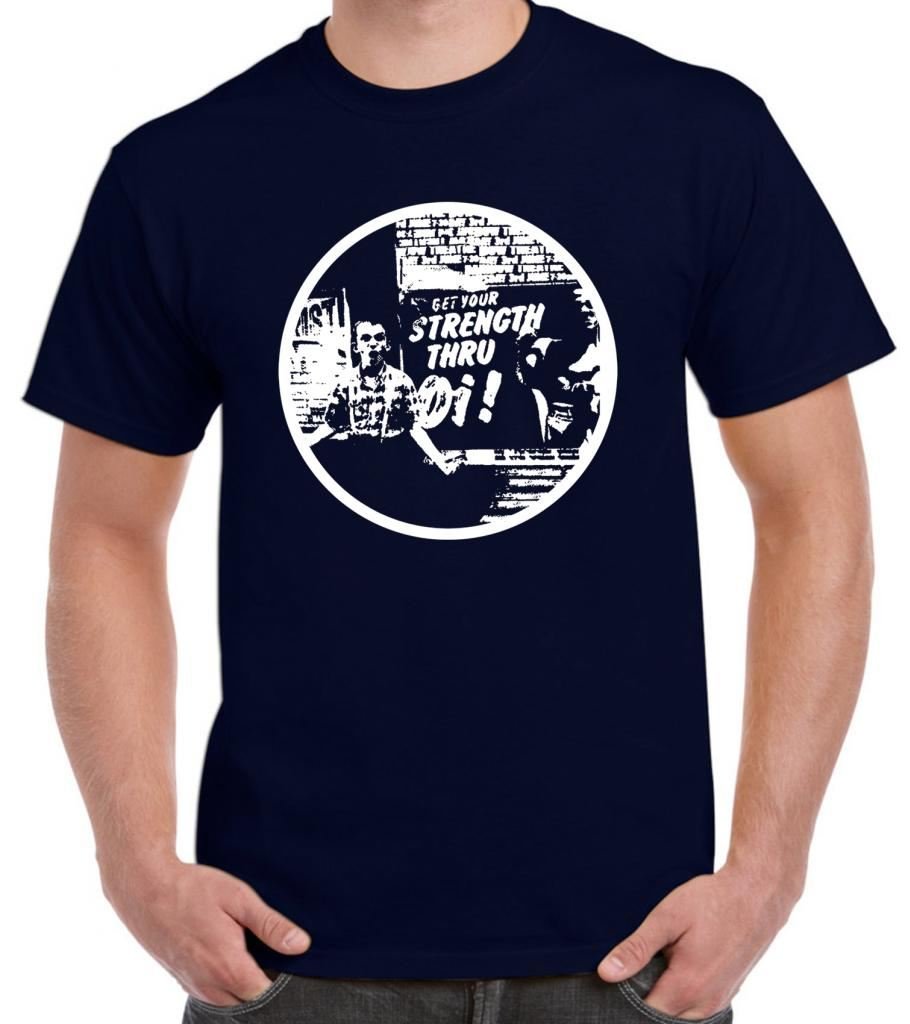 Strength Through Oi Skinhead Men's T-Shirt (2XL, Navy Blue)