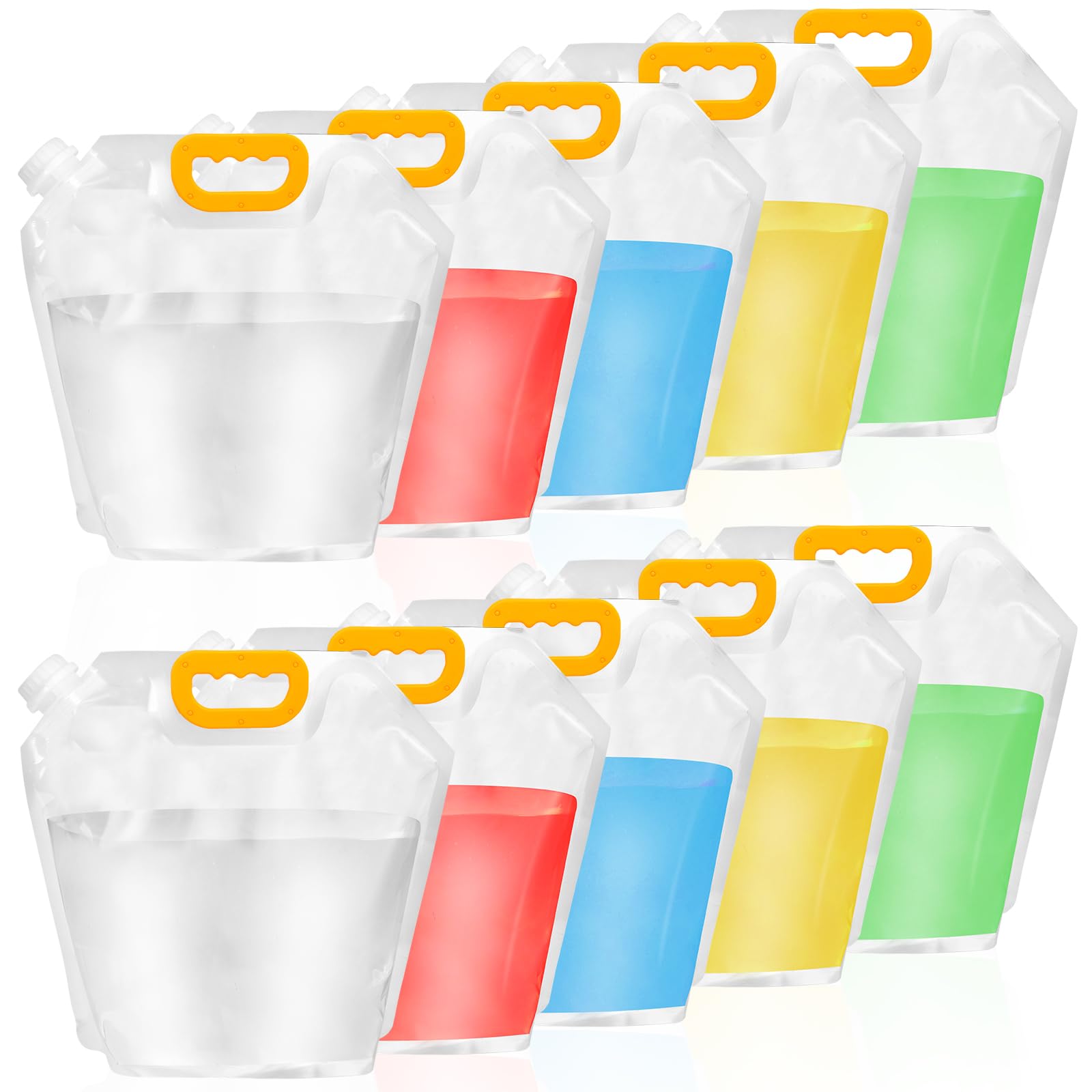 12 Pack Collapsible Water Container Bag 1.3 Gallon Emergency Foldable Water Container BPA Free Food Grade Plastic Storage Jug Freezable Water Bottle for Camping Hiking Riding Backpack