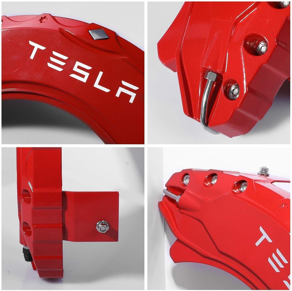 OUSIKA 4 Uds Cubierta Pinza Freno de Coche, Funda Protectora Aleación Aluminio Especial Personalizada Modificada, Accesorios Decoración Exterior, para Tesla Model Y 2020-2022,Red-21inch