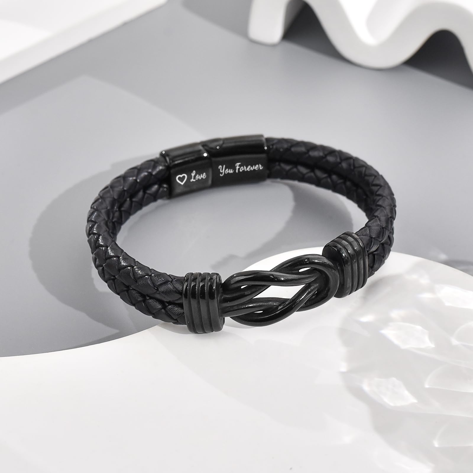 CheersLife Bracciale Personalizzato per Papà - Regalo Festa del Papà, Compleanno, Idee Uomo - Nodo Infinito Ti Amo Per Sempre