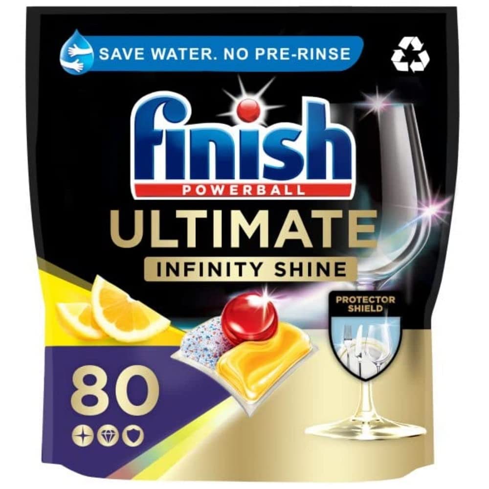 Dishwasher Tablet, Ultimate Infinity Shine, 80 Tablets, Lemon Sparkle, Clean & Shine Detergent Tabs, Tough on Grease Stains