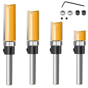 Flush Trim Router Bits Set 1/4 Inch Shank Shank Top Bearing Pattern Router Bit 1/2