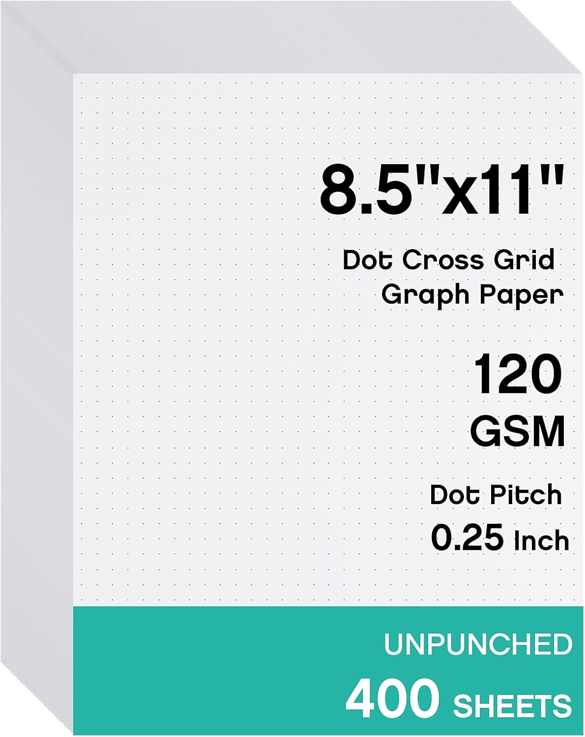 Sabary 400 Sheets Dot Cross Grid Graph Paper 8.5 x 11 Inches Letter Size Grid Paper Unpunched Refills Graph Paper Large Grid for Planning Bullet Journaling Thick Paper Smooth, White (Classic Style)