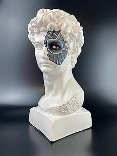 Large David Sculpture Statue, David"Cyborg", David Bust Statue, Bust, White Sculpture Gold Strip, Roman Sculpture Statue, Greek Bust Statue