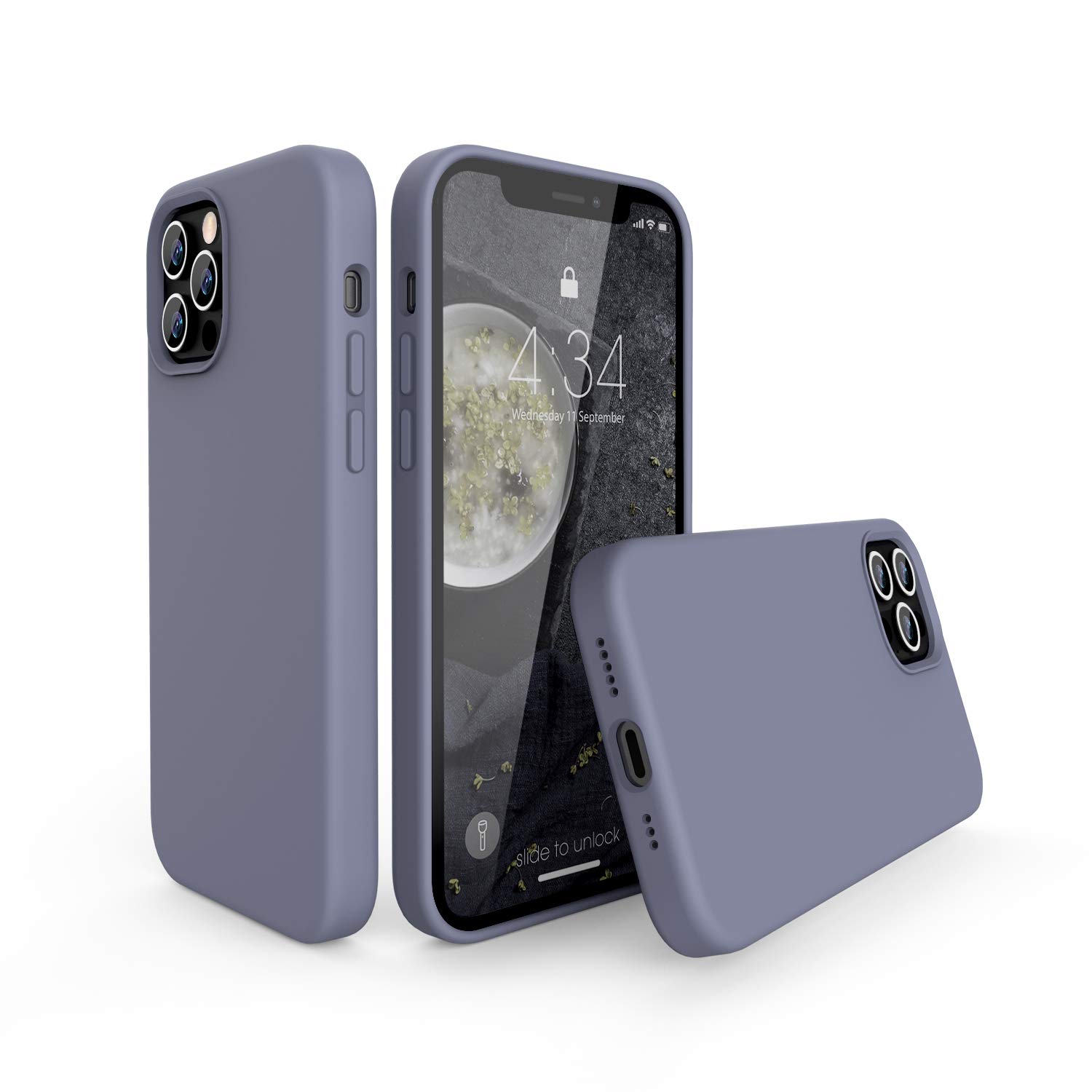 ABITKUSilicone Case Compatible with iPhone 12 and iPhone 12 Pro 6.1 inch(2020), Liquid Silicone Full Body Design Cover (with Microfiber Lining) for iPhone 12/12 Pro, Lavender Gray