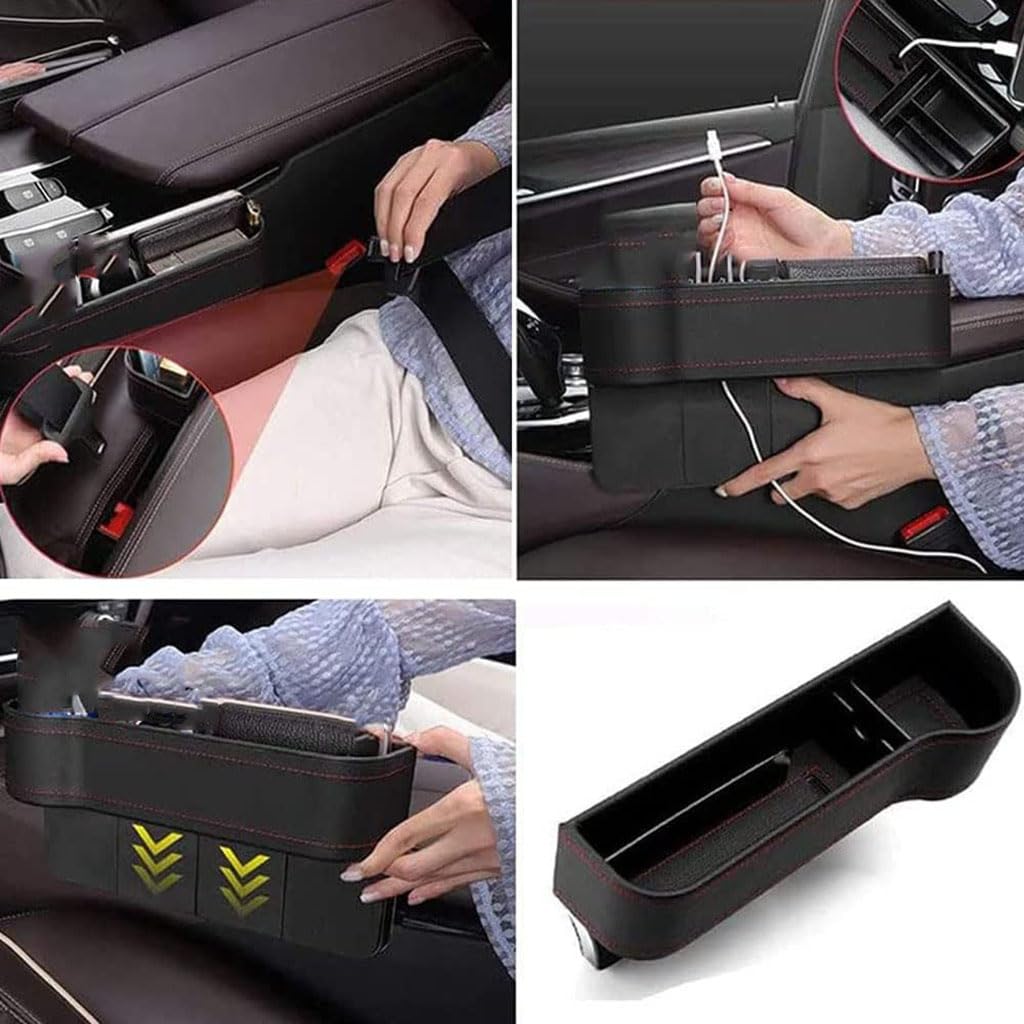 2 Stück Autositz Gap Aufbewahrungsbox Organizer für Porsche Cayenne 9PA/955 92A/958 9YA/PO536,Vordersitz-Lückenfüller Konsole Seitentaschen Zubehör,B-Beige