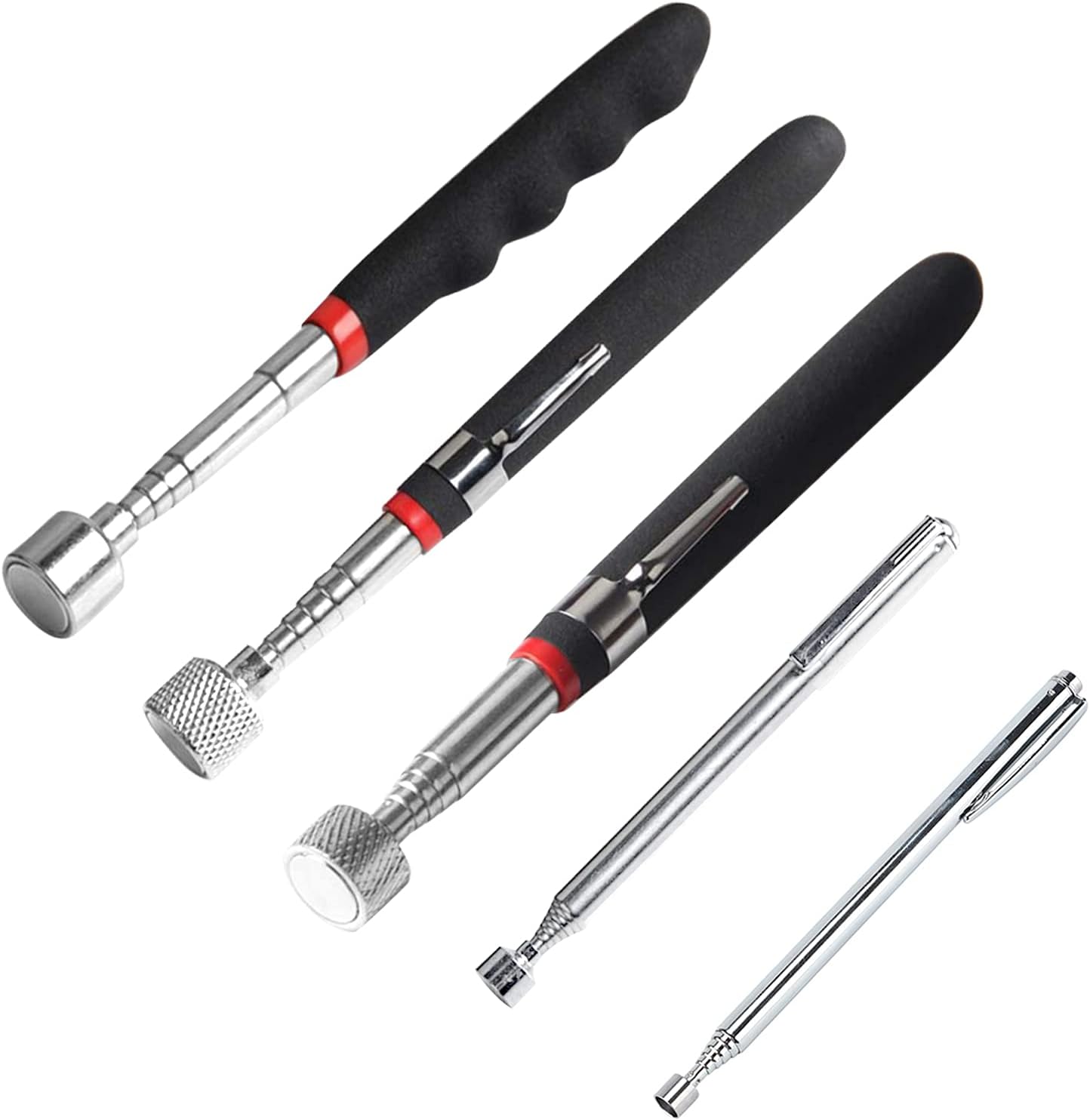 – NEPAK 5 PCS Magnetic Telescopic Pick-up Tool,Magnetic Sticker Gadget, Durable Telescopic Magnetic Collector with Pocket Clip (1.5LB 3LB 10LB 15LB 20LB)