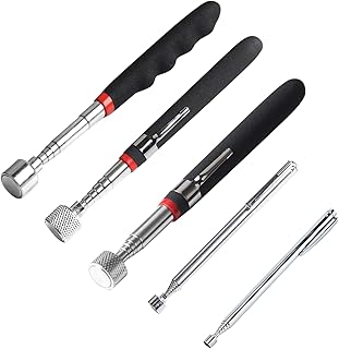NEPAK 5 PCS Magnetic Telescopic Pick-up Tool,Magnetic Sticker Gadget, Durable Telescopic Magnetic Collector with Pocket Clip (1.5LB 3LB 10LB 15LB 20LB)