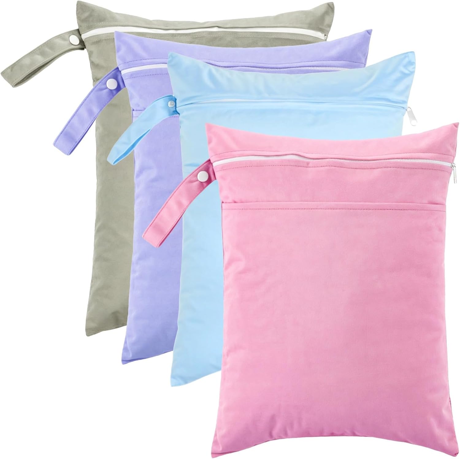 Four Wet Bags Set, Waterproof Double Zipper 11.8 X 15.7 In, Tote Bags For Nappies