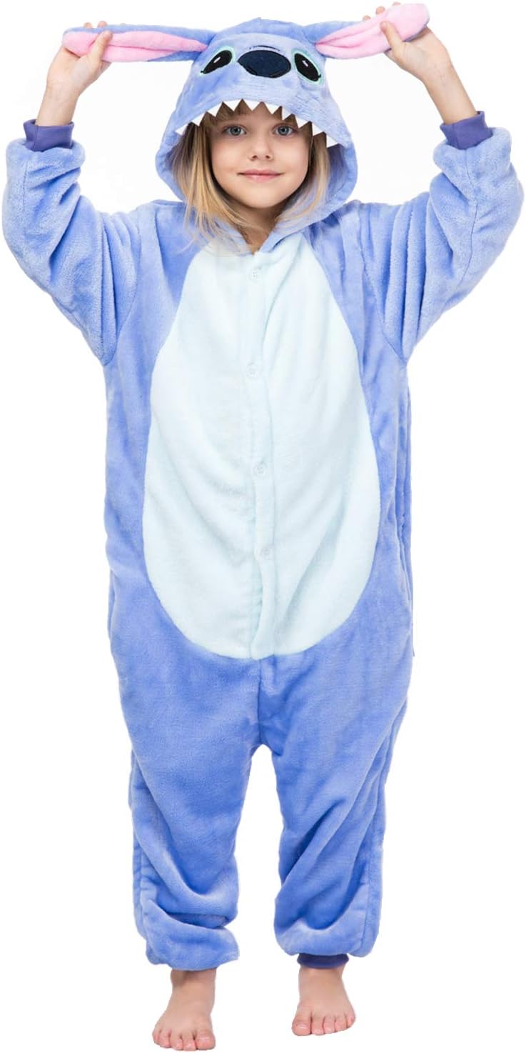 Onesie Pajamas Onepiece Jumpsuit Cosplay Costume Animal Outfit Hooded Romper Homewear Halloween Christmas Party Unisex Kids for 3-12 Years