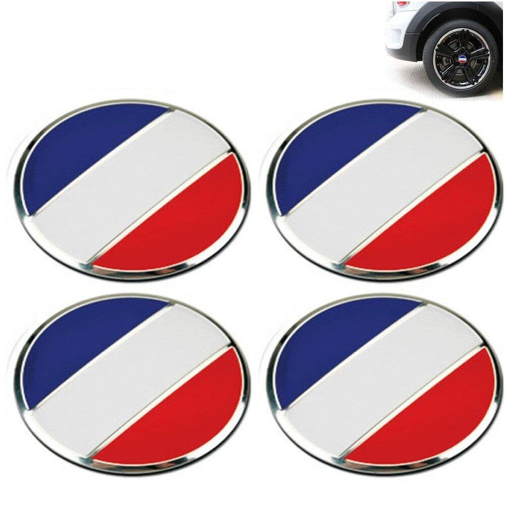 4 Pezzi Adesivi Coprimozzo 3D Per Auto - Bandiera Americana, Tedesca, Francese - Diametro 56.5 Mm, Effetto Cupola, Resistenti Agli Agenti Atmosferici