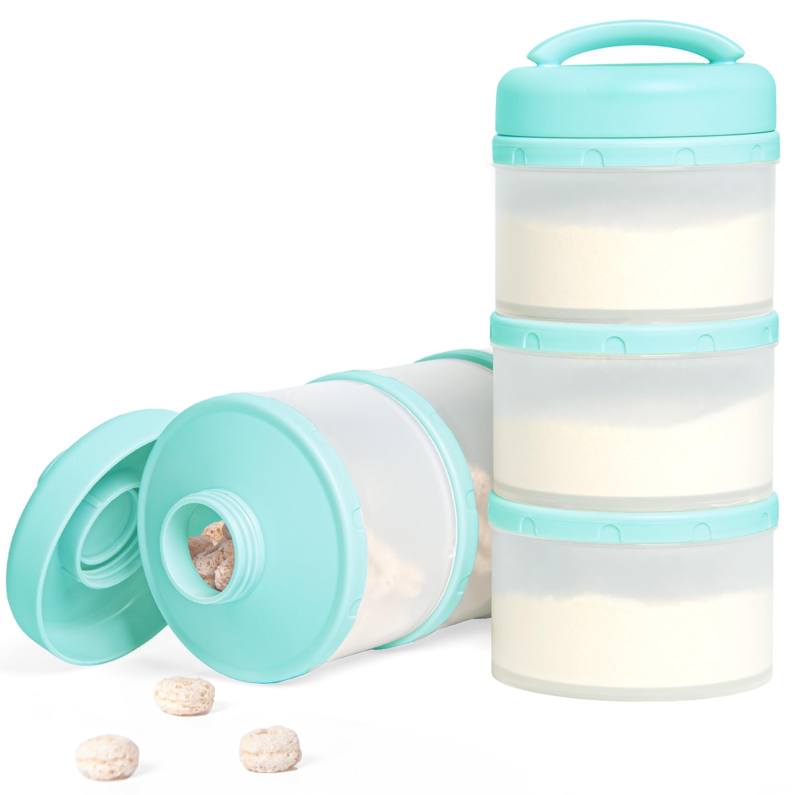 Termichy Latte in polvere per bambini, impilabile, contenitore per latte in polvere, 2 pezzi (verde menta)