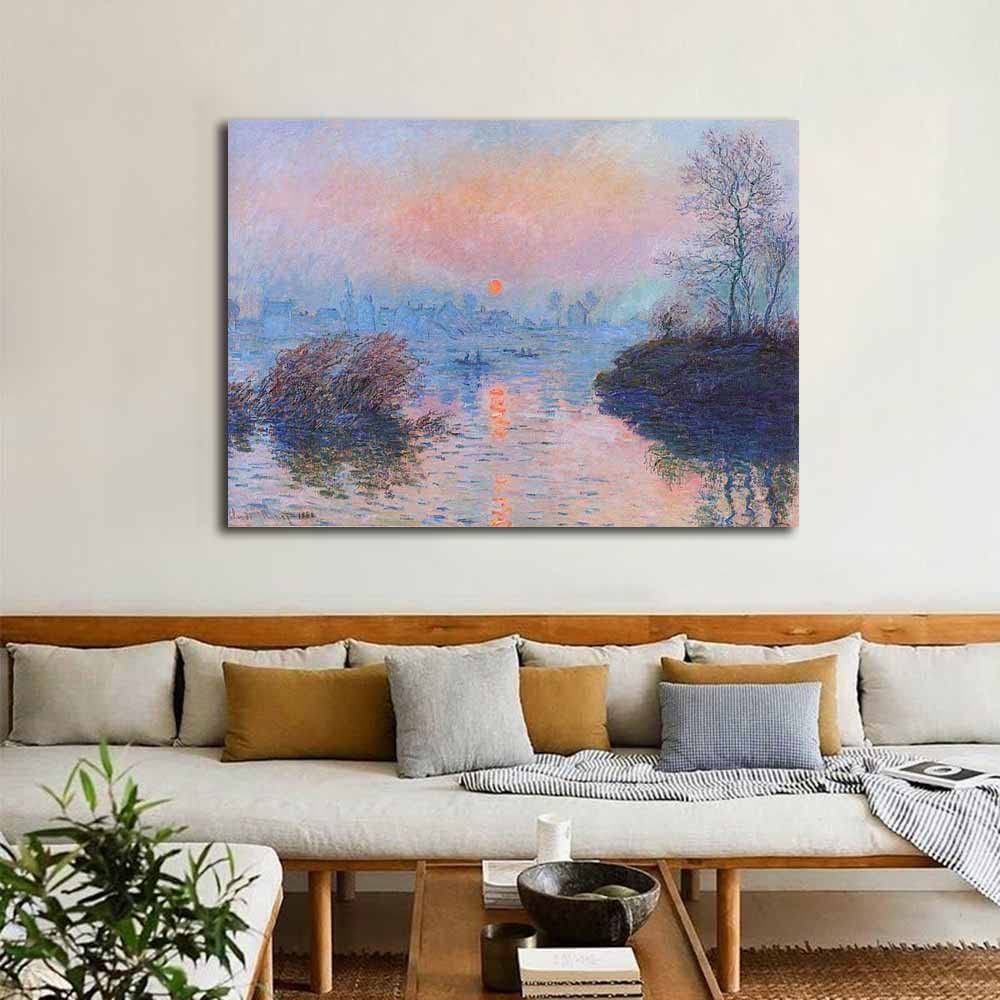 Amazon.co.jp: クロード・モネ-Sunset on the Seine キャンバス絵画