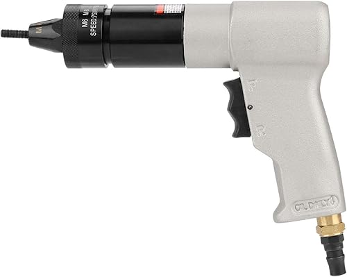 Miniatura 3 de Pistola neumática de tuerca de remache, 600 rpm, remachadora neumática con autobloqueo para M6 M8 con mandril de tuerca y válvula de aire