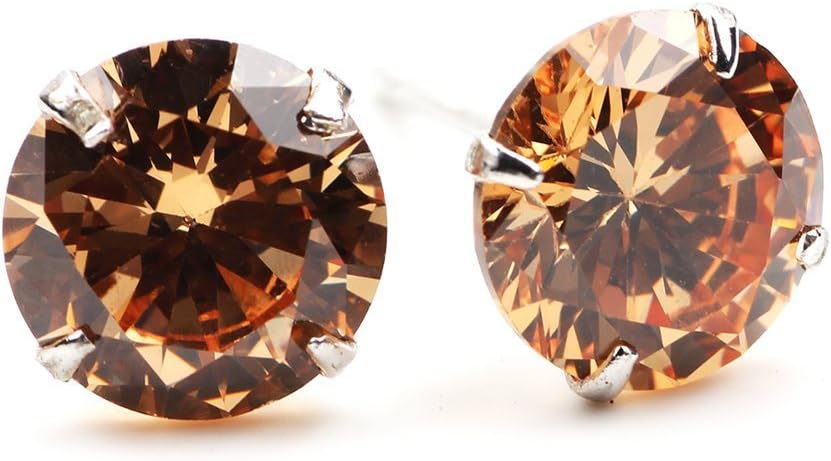 Chryssa Youree CZ Stud Earrings Set for Women Girls Men 3-8mm Round Swarovski Jewelry Bridesmaid Groomsmen Gifts(ED-82) (4mm, champagne)