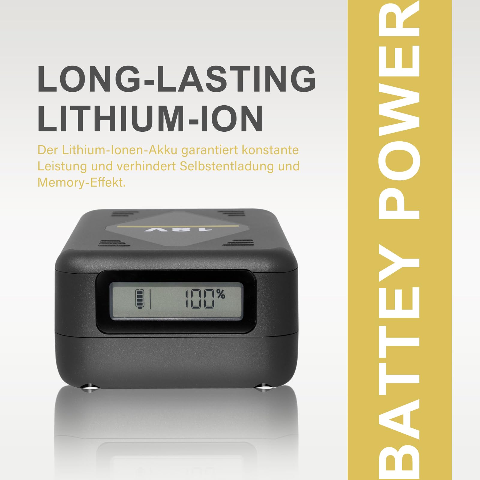 5.0 Ah Lithium-Ionen-Akku, kompatibel mit KARCHER 18 V Starter Kit 18/50 und Allen Geräten der 18-V-Battery-Power-Plattform (Schwarz)