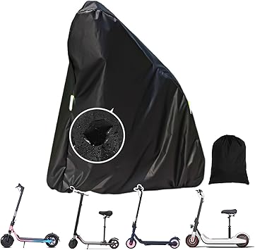 Electric Scooter Cover for with Seat or Without Foldable Kick Scooter, All Season Universal Scooter Cover, Waterproof Sun, Tear Proof Night Reflective and Lock-Holes&Storage Bag