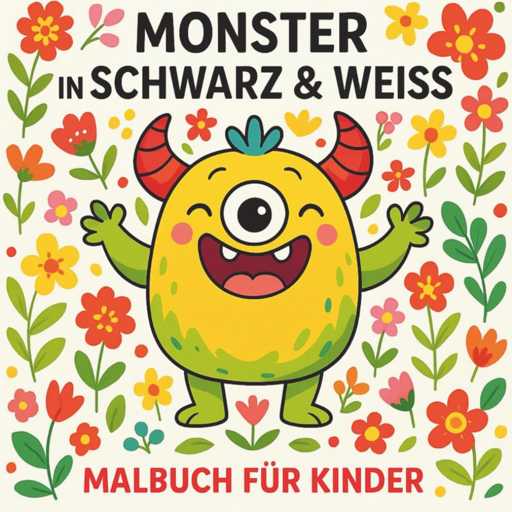 MONSTER IN SCHWARZ & WEISS MALBUCH FÜR KINDER: 100 schrecklich süße Monster zum Ausmalen