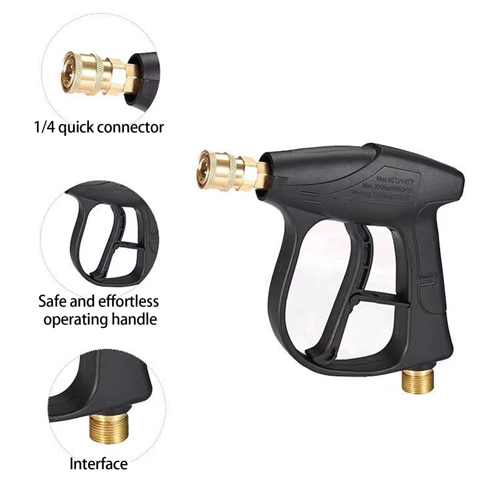 Limpiador de alta presión profesional con adaptador de espuma, doble 1/4 pulgadas, 5 boquillas para coche, accesorios de limpieza de coche, agua de espuma ajustable