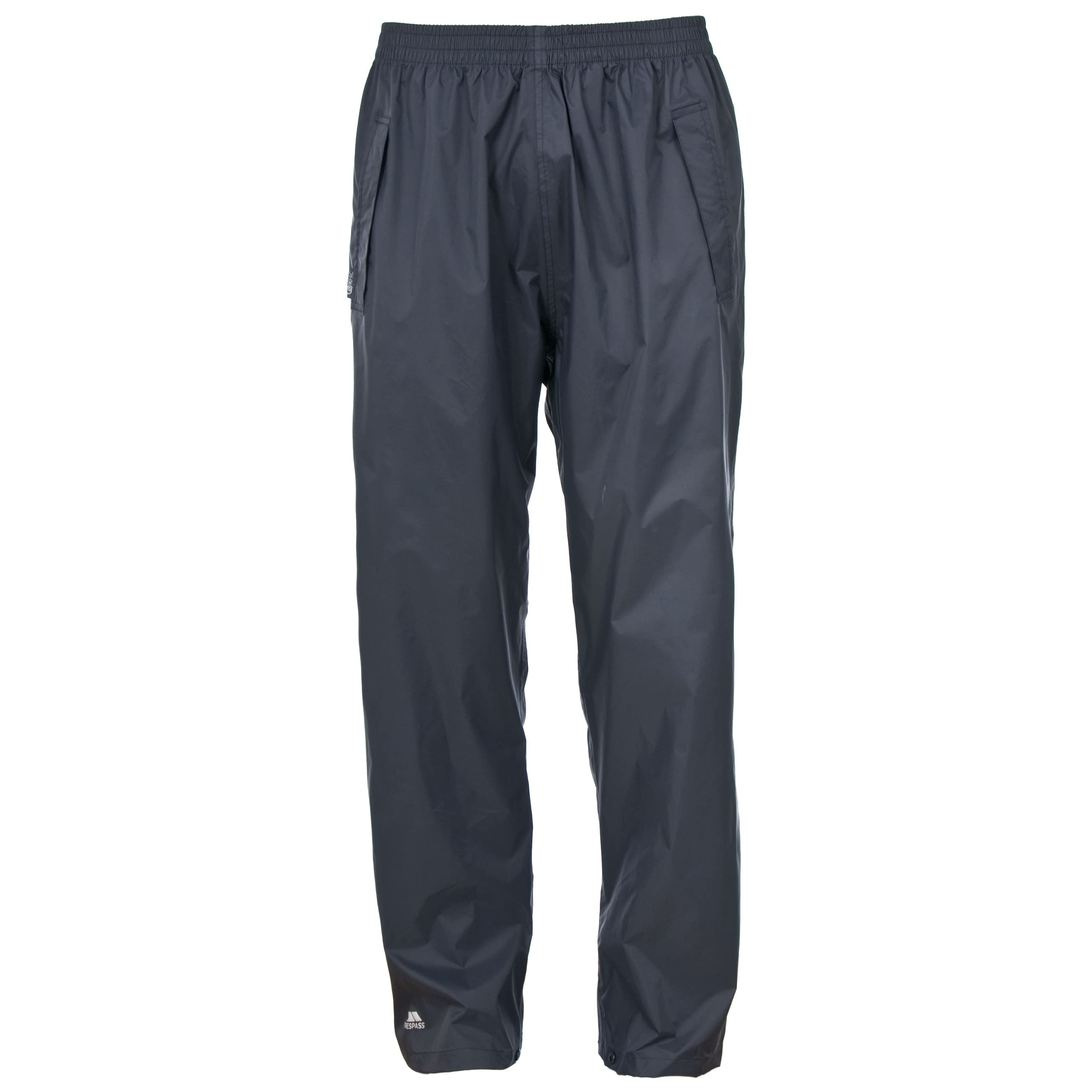 Trespass Unisex Packaway Trousers Qikpac - Waterproof, Windproof, Taped Seams, Full Elasticated Waist, Packs Into Mesh Pouch, 3 Pocket Openings